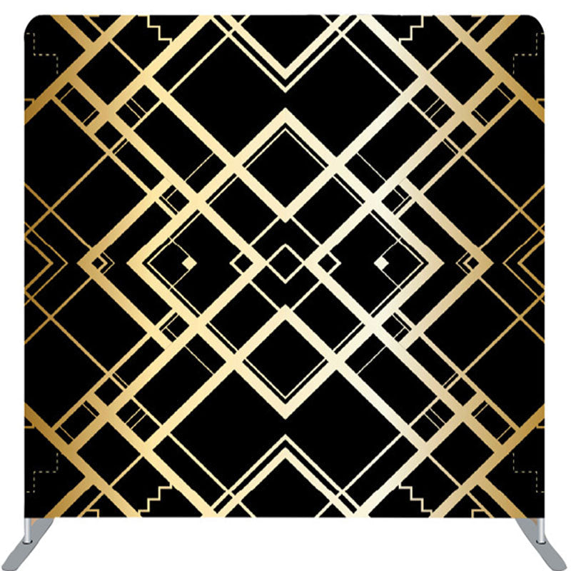 Lofaris Square Golden Special Lines Black Fabric Backdrop