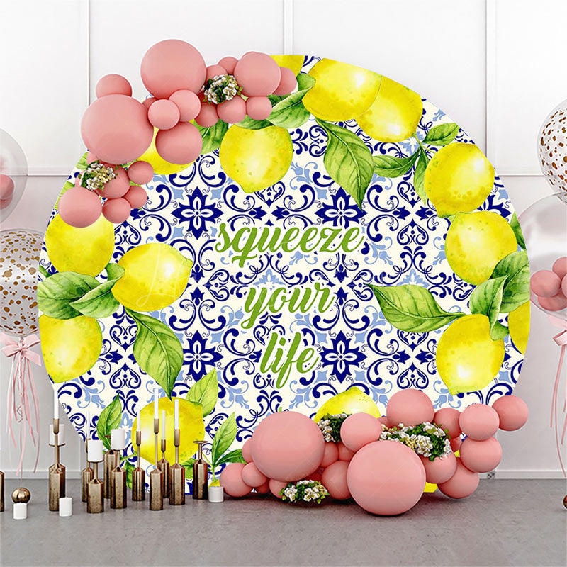 Lofaris Squeeze Your Life Mediterranean Lemon Round Backdrop