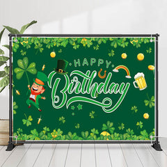 Lofaris St Patricks Day Green Clover Happy Birthday Backdrop