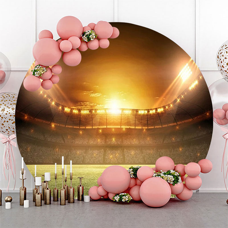 Lofaris Stadium Football Field Light Round Birthday Backdrop