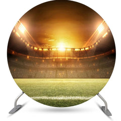 Lofaris Stadium Football Field Light Round Birthday Backdrop