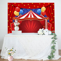 Lofaris Stage Red Curtain Balloon Star Birthday Backdrop