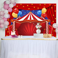 Lofaris Stage Red Curtain Balloon Star Birthday Backdrop