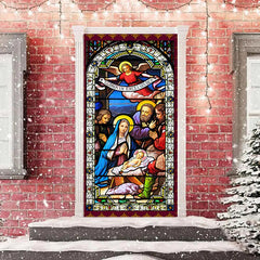 Lofaris Stained Glass Window Angel Christmas Door Cover