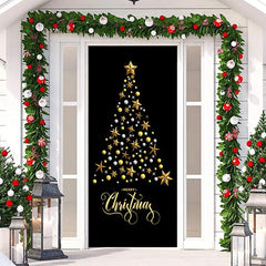 Lofaris Star Glitter Christmas Tree Black Door Cover Decor