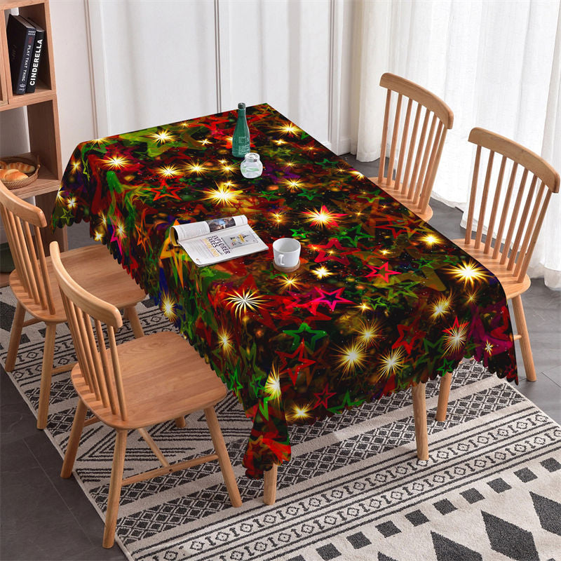 Lofaris Star Light Christmas Rectangle Tablecloth for Family