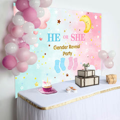 Lofaris Star Moon Baby Shower Gender Reveal Party Backdrop