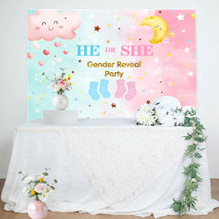 Lofaris Star Moon Baby Shower Gender Reveal Party Backdrop