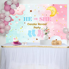 Lofaris Star Moon Baby Shower Gender Reveal Party Backdrop