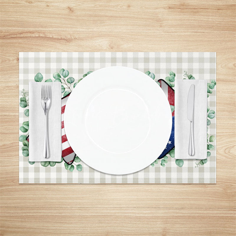 Lofaris Star Plaid Leaf Independence Day Set Of 4 Placemats