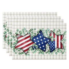 Lofaris Star Plaid Leaf Independence Day Set Of 4 Placemats