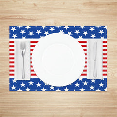 Lofaris Star Stripe Red Blue White Dining Set Of 4 Placemats