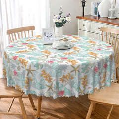 Lofaris Starfish Monstera Plant Patterns Round Tablecloth