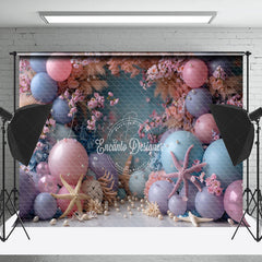 Lofaris Starfish Pearl Colorful Balloons Cake Smash Backdrop