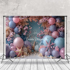 Lofaris Starfish Pearl Colorful Balloons Cake Smash Backdrop