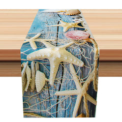 Lofaris Starfish Wood Wall Fishing Net Coastal Table Runner