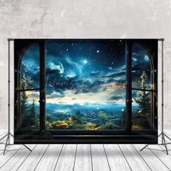 Lofaris Starry Night Forset Window Backdrop for Photo