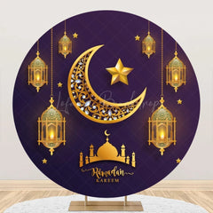 Lofaris Starry Sky Moon Lantern Purple Round Eid Backdrop