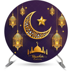 Lofaris Starry Sky Moon Lantern Purple Round Eid Backdrop