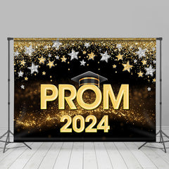 Lofaris Stars Gold Sparkling Bokeh Black Prom 2024 Backdrop