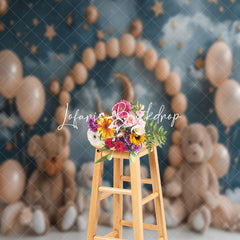 Lofaris Stars Sky Clouds Bears Balloons Cake Smash Backdrop