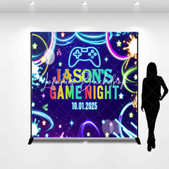 Lofaris Stars Sky Neon Custom Name Game Night Party Backdrop