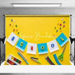 Lofaris Stationery Numbers Yellow Back To School Backdrop