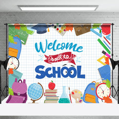 Lofaris Stationery Plaid Welcome Back To School Backdrop