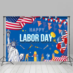 Lofaris Statue Of Liberty Usa Flag Happy Labor Day Backdrop