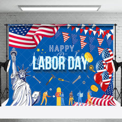 Lofaris Statue Of Liberty Usa Flag Happy Labor Day Backdrop