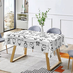 Lofaris Stick Figure Panda Birds Lines Kitchen Decor Tablecloth