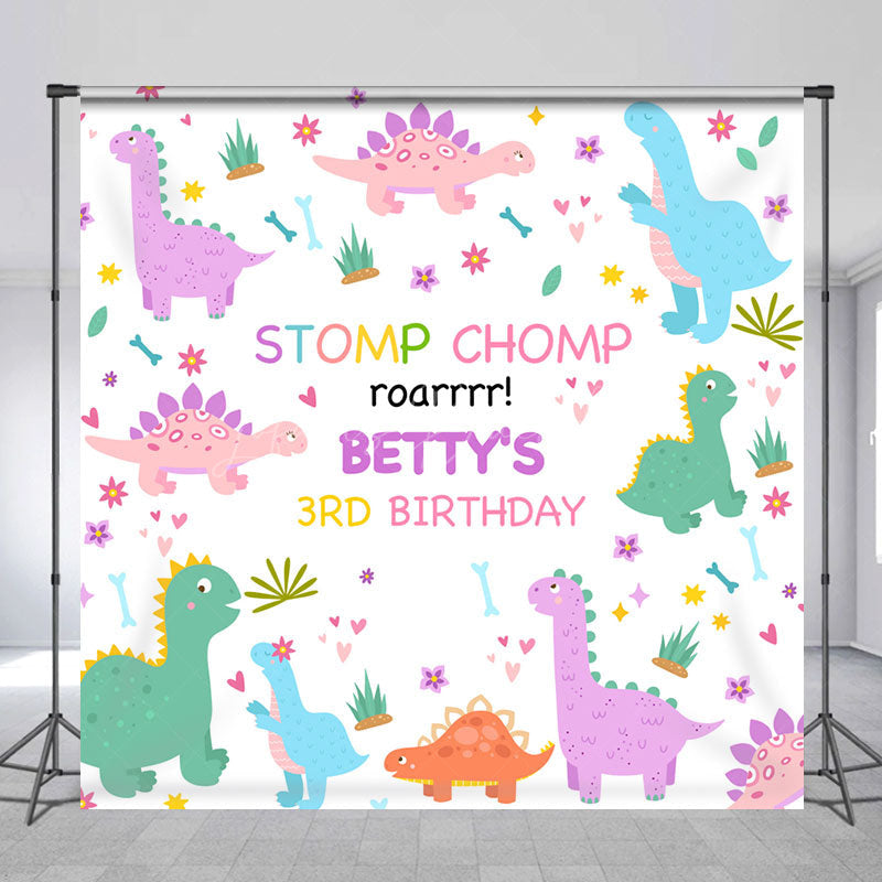 Lofaris Stomp Chomp Dinosaur Custom 3rd Birthday Backdrop