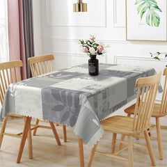 Lofaris Stone Gray Leaf Rubbings Modern Rectangle Tablecloth