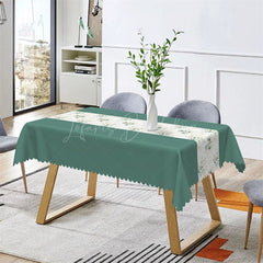 Lofaris Stone Green Elegant Spring Leaves Dining Tablecloth