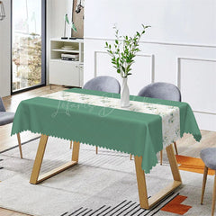 Lofaris Stone Green Modern Spring Leaves Rectangle Tablecloth