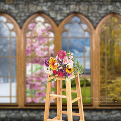 Lofaris Stone Wall Four Season Window Backdrop For Photography