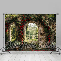 Lofaris Stone Wall Window Garden Flower Spring Backdrop