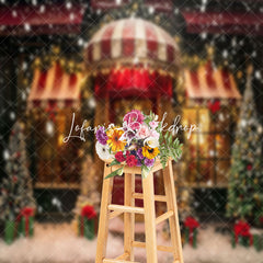 Lofaris Store Door Gifts Snow Scene Trees Christmas Backdrop