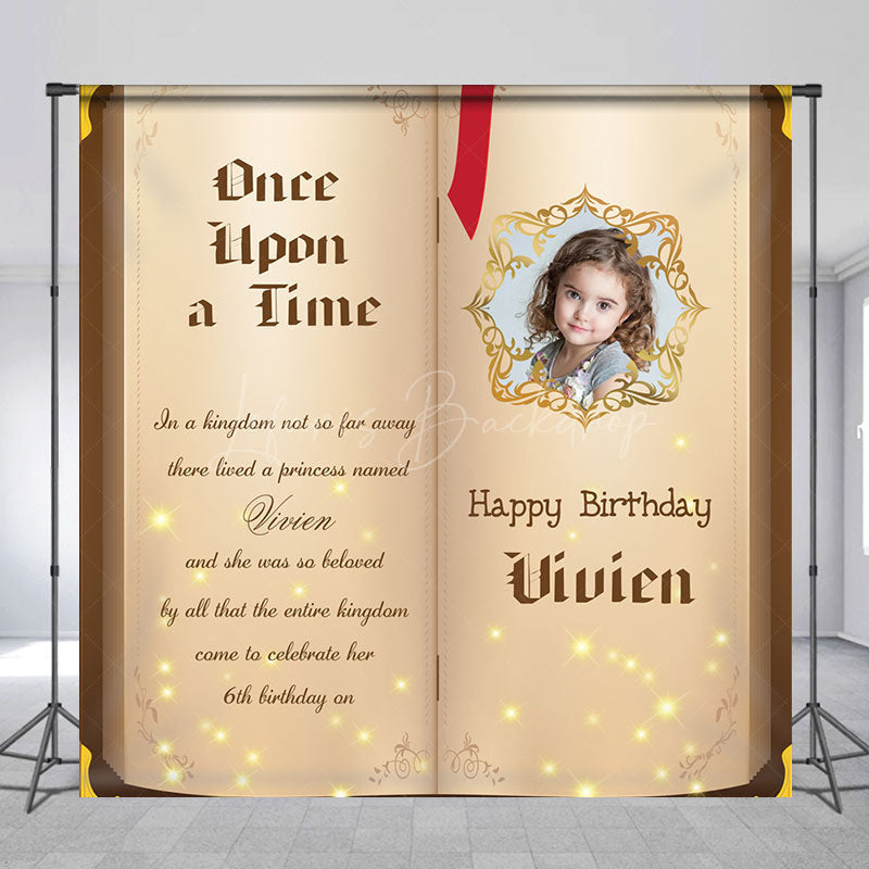 Lofaris Story Book Custom Name Photo Happy Birthday Backdrop