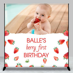 Lofaris Strawberries Custom Photo 1st Birthday Backdrop