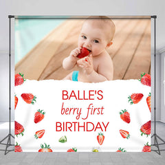 Lofaris Strawberries Custom Photo 1st Birthday Backdrop