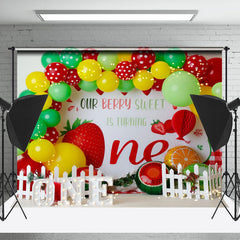 Lofaris Strawberry Balloons 1st Birthday Photography Backdrop