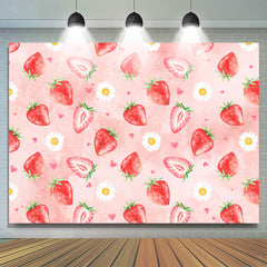 Lofaris Strawberry Daisy Pink Girls Dance Party Backdrop