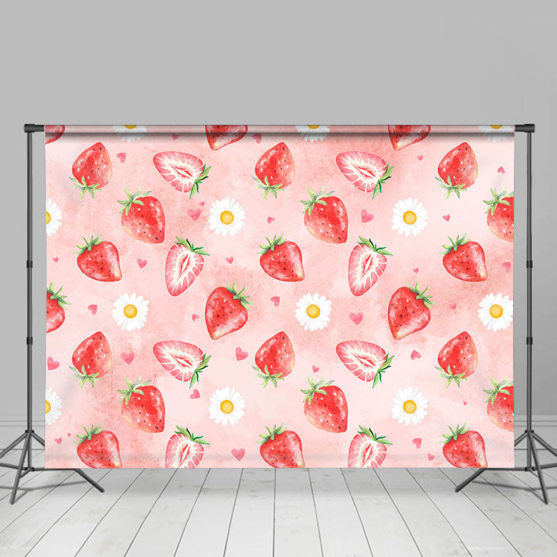 Lofaris Strawberry Daisy Pink Girls Dance Party Backdrop