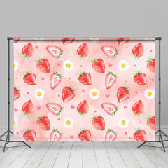 Lofaris Strawberry Daisy Pink Girls Dance Party Backdrop