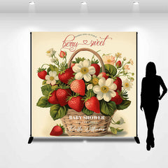 Lofaris Strawberry Floral Custom Name Baby Shower Backdrop