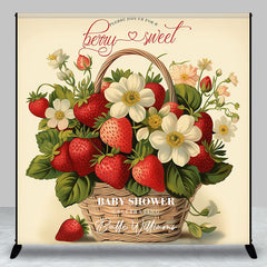 Lofaris Strawberry Floral Custom Name Baby Shower Backdrop