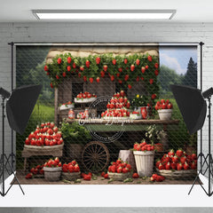 Lofaris Strawberry Shop Green Grass Woods Backdrop For Studio