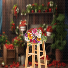 Lofaris Strawberry Shop Vintage Wood Backdrop for Photography