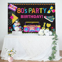 Lofaris Street Musical Disco 80s Party Birthday Backdrop